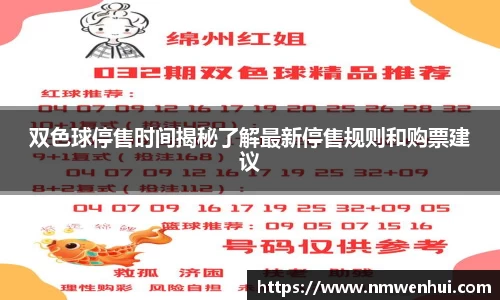 双色球停售时间揭秘了解最新停售规则和购票建议